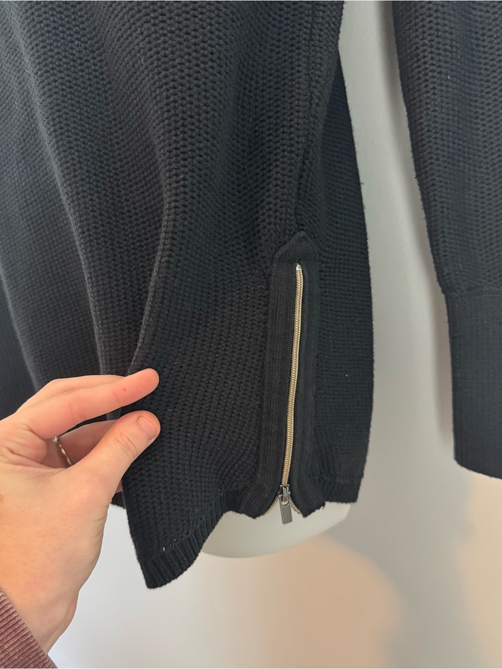 Athleta Black Knit Pullover Sweater With Size Zipper Details Size Medium - Picture 2 of 9